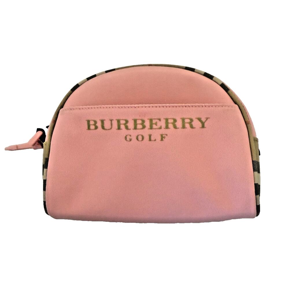 Burberry Nova Check Golf Pouch Canvas Leather Ball Tee Case Clutch Pouch